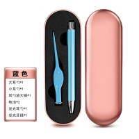 儿童带灯挖耳勺掏耳金蛋宝宝发光小孩抠扣耳屎挖淘耳朵屎镊子 金属盒套装(蓝色耳勺+镊子+放大镜)