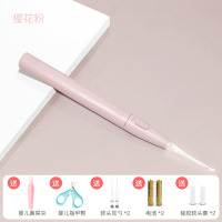 挖耳勺儿童发光掏耳金蛋宝宝婴儿幼儿掏耳朵耳屎带灯软头 粉红[耳勺M847+鼻镊M543+指甲钳M545]+2个电池