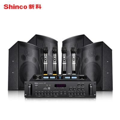 Shinco/新科 K31会议室音响套装全套家用KTV音箱套装话筒卡包功放 8寸带话筒套餐三