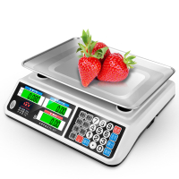 电子秤商用台秤称重计价电子称家用厨房水果小型卖菜 (珍珠白)可计数(干蓄电三用)黑字平盘防摔定制商品