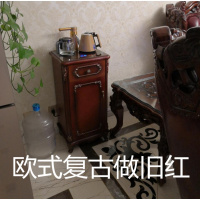 智能欧式木质实木复古茶吧机家用全自动上水立式柜式热水器饮水机 603-1欧式做旧红自动旋转 温热定制商品