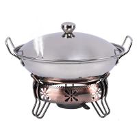 加厚不锈钢酒精炉小火锅固体液体宿舍锅仔便携饭店干锅锅家用套装 加粗古铜炉(小号特厚锅+盖子)无品定制商品