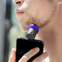 出差旅行电动剃须刀便携式安卓苹果手机供电刮胡刀迷你刀头防水 黑色MICRO定制商品