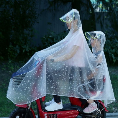 米魁雨衣双人电动车骑摩托车电瓶车自行车女加大母子学生儿童透明雨披