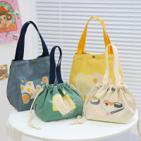 半只橙子饭盒包手提包女包手拎便当包饭盒袋便当盒带饭包帆布保温袋子