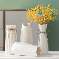 白色简约米魁陶瓷花瓶水养北欧现代创意家居客厅餐桌干花插花装饰摆件