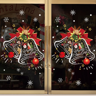 圣诞节装饰窗花米魁门贴圣诞树铃铛雪花大门玻璃贴纸店铺窗贴橱窗贴画