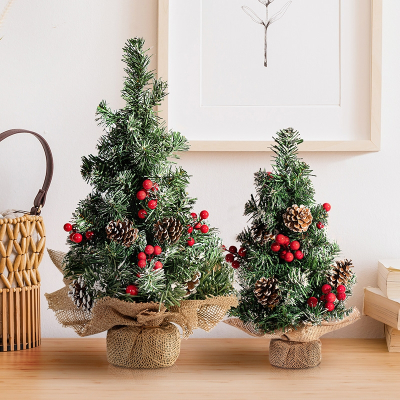 小型圣诞树家用迷你桌面摆件圣诞节小树布置桌上灯装饰品