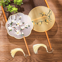 团扇夏天双面刺绣古风米魁苏绣汉服旗袍古装儿童中国风苏州舞蹈圆扇子_双面刺绣两把安夏稚北