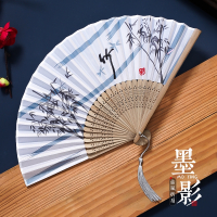 古风扇子折扇米魁中国风汉服女旗袍舞蹈跳舞儿童学生夏日随身折叠小扇_17墨影