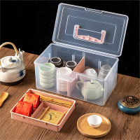 半只橙子茶叶茶具收纳盒手提防尘户外旅行茶具分格便携式收纳包整理箱塑料