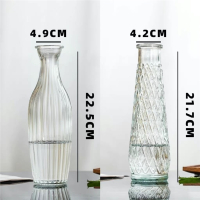 邦可臣高颜值细长玻璃花瓶水养干花鲜花插花瓶办公室桌面摆件_保龄球高菱形_中等