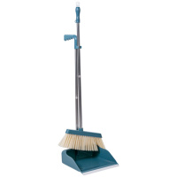 带刮齿扫把簸箕套装塑料扫地的扫帚家用卫生间笤帚畚斗组合 深蓝