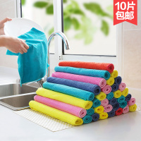 细纤维吸水抹布加厚不毛洗碗布10条装厨房家用毛巾百洁布