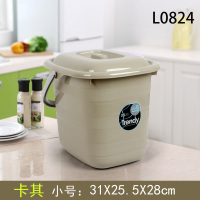 阿斯卡利(ASCARI)创意塑料加厚长方形带盖手提水桶家用米桶储水桶洗车桶泡脚桶 L0824卡其11L
