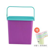 加厚带盖凳子方形收纳桶阿斯卡利手提多用储物桶塑料浴框洗澡篮凳玩具 紫色配蓝28.5*24*26买四送一方形口径*底部*高