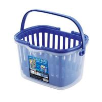 日本进口手提洗澡筐 浴室沥水篮子提水桶塑料沐浴篮收纳篮套装2件套 蓝色
