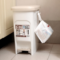 inomata 日本进口大容量脚踏脚踩垃圾桶卫生桶 厨房办公翻盖垃圾桶垃圾箱 白色21.5L