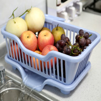 日本进口厨房餐具沥水架置物架带盖放碗筷架 塑料水池收纳架水碗架