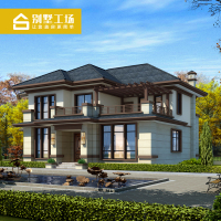 （苏宁别墅图纸）GC2203二层新中式别墅设计图纸新农村自建房设计图全套施工效果图（客户）