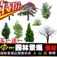 （苏宁别墅图纸）PSD园林景观后期效果图素材库 人山石 植物 汽车 气球 4G文件（客户）