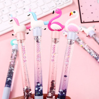 （苏宁别墅图纸）创意卡通中性笔可爱天鹅独角兽入油流沙中性笔0.5mm黑色签字水笔（客户）