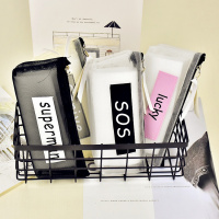 （苏宁别墅图纸）创意文字小清新格笔袋学生文具收纳大容量简约帆布文具盒批（客户）