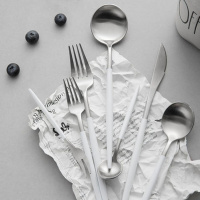 （苏宁别墅图纸）葡萄牙西餐具 304不锈钢家用牛排刀叉勺筷子咖啡甜品勺调羹四件套（客户）