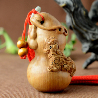 桃木 手把件 把玩 手工刻 貔貅葫芦送老人原木无漆（客户）