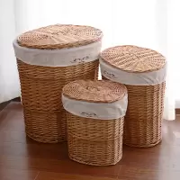酒店客房藤编毛巾筐 柳编衣物储物箱 家用脏衣洗衣篮收纳篮带盖（客户）