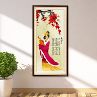 中国风简约古典四大女神装饰画会所酒店海报创意画餐厅墙壁画卧室客厅装饰画玄关装饰画送双面胶十元 NB2675 40*8