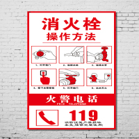消防安全警示标识牌指示牌消防栓灭火器使用方法标识贴消火箱安全贴纸办公室装饰画大字标语（客户）
