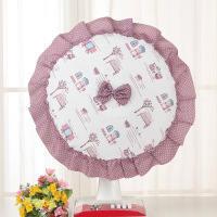 通用布艺蕾丝圆形全包式电扇罩电风扇罩子防尘罩落地式套子家用台扇罩 田园小镇紫 48cm通用尺寸（客户）