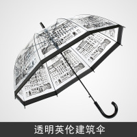 2019新款 透明雨伞 时尚创意英伦建筑自动雨伞 长柄伞 定制批活动礼品伞 小清新晴雨伞 图片色 23寸（客户）