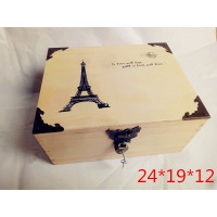 木盒收纳盒带锁实木学生礼品盒木质储物收藏盒家用整理首饰木箱纪念品珍贵物品盒子（客户）