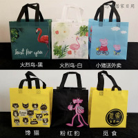 【多种图案】无纺布外送外卖粥龙虾饮品快餐寿司冒菜海鲜打包环保一次性包装袋 手提购物袋子100只（客户）