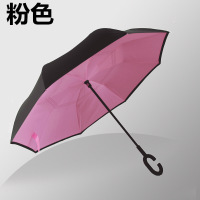 多款可选 反方向雨伞 晴雨两用 太阳伞双人伞 汽车专用双层反转伞 免靠墙C型免持反骨手柄雨伞 星空伞 粉色 23寸（客户