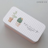 韩版彩色收纳盒桌面创意单双层马口铁杂物文具整理盒铁盒子 女生宿舍卡片储物盒（客户）