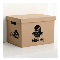 2019 纸质收纳箱有盖装书纸箱儿童书本杂物衣服牛皮纸整理箱储物收纳盒办公室公司文档文件箱子 漫威毒液 39*28*（客