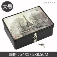 带锁收纳盒 学生宿舍桌面铁盒子保险盒子收纳小箱子票据证明信件整理储物密码盒存钱罐 女生珠宝首饰盒（客户）