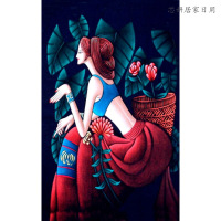 云南民族风人物装饰画客厅墙画卧室餐厅壁画沙背景挂画无框画（客户）