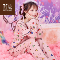 茜靓睡衣女春秋季纯棉长袖可爱学生家居服女两件套装全棉睡衣