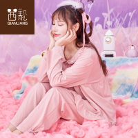 茜靓睡衣女春秋季长袖纯棉套装长裤全棉秋冬款大码家居服两件套