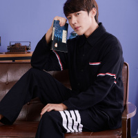 男士睡衣套装长袖纯棉家居服春秋韩版清新学生睡衣男