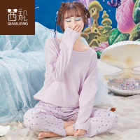 茜靓可爱睡衣女秋纯棉长袖 韩版女士睡衣女款春秋季家居服套装