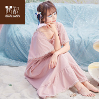 茜靓夏季薄款纯棉韩版清新学生宽松家居服女短袖睡衣女夏天睡裙