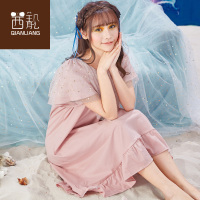 Chyllirn/茜靓夏季蕾丝睡衣女短袖家居服纯棉睡裙女夏