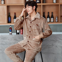 茜靓珊瑚绒睡衣男冬季加厚加绒长袖家居服套装法兰绒男士睡衣秋冬款