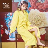 茜靓睡袍女冬加厚加长款珊瑚绒浴衣大码法兰绒浴袍女保暖家居服