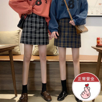 茜靓,CHYLLIRN2020美式复古学院风防走光少女感半身裙女 ins风高腰包臀裙a字格子短裙